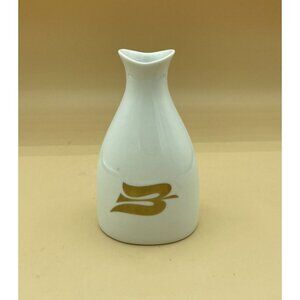 Porsgrund Norway Varefakta Cruet Vase P555 White Gold Bird Emblem 5.5” x 3.5”